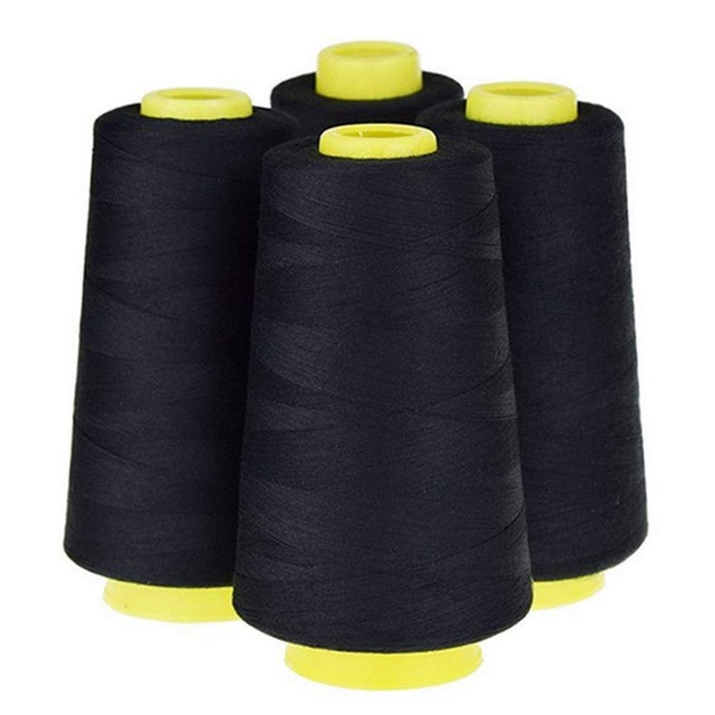 LNKA Black Sewing Thread Cones(4 Pack of 3000 Yards Each), All Purpose Polyester Thread Spools for Sewing/Serger Machines, Overlock, Quilting, Hand Embroidery - Image 1